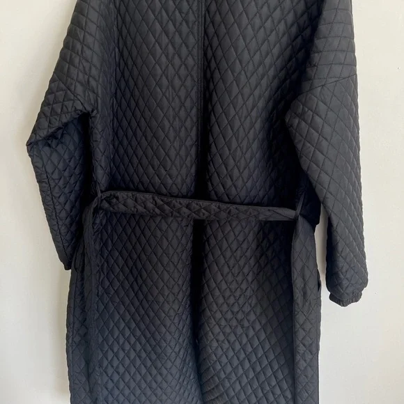 Just Female Black Quilt Maxi Coat Size XS NWT $175 - Picture 7 of 11
